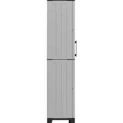 Armoire de rangement 2 portes 4 Etagères Grise 68 x 37 x H169 cm 4 pieds INTEC