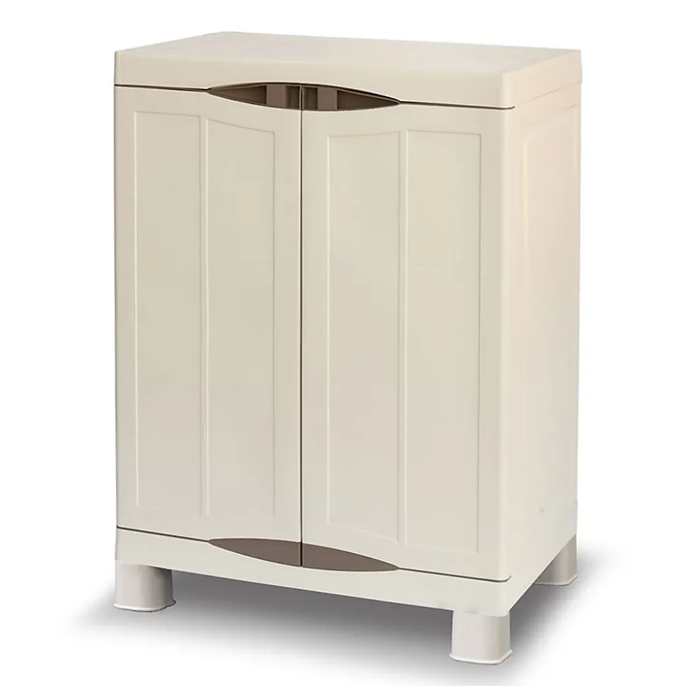 Armoire de rangement 2 portes 2 Etagères 70 x 47 x 97cm 4 pieds Charge 50kg max INTEC