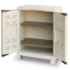 Armoire de rangement 2 portes 2 Etagères 70 x 47 x 97cm 4 pieds Charge 50kg max INTEC
