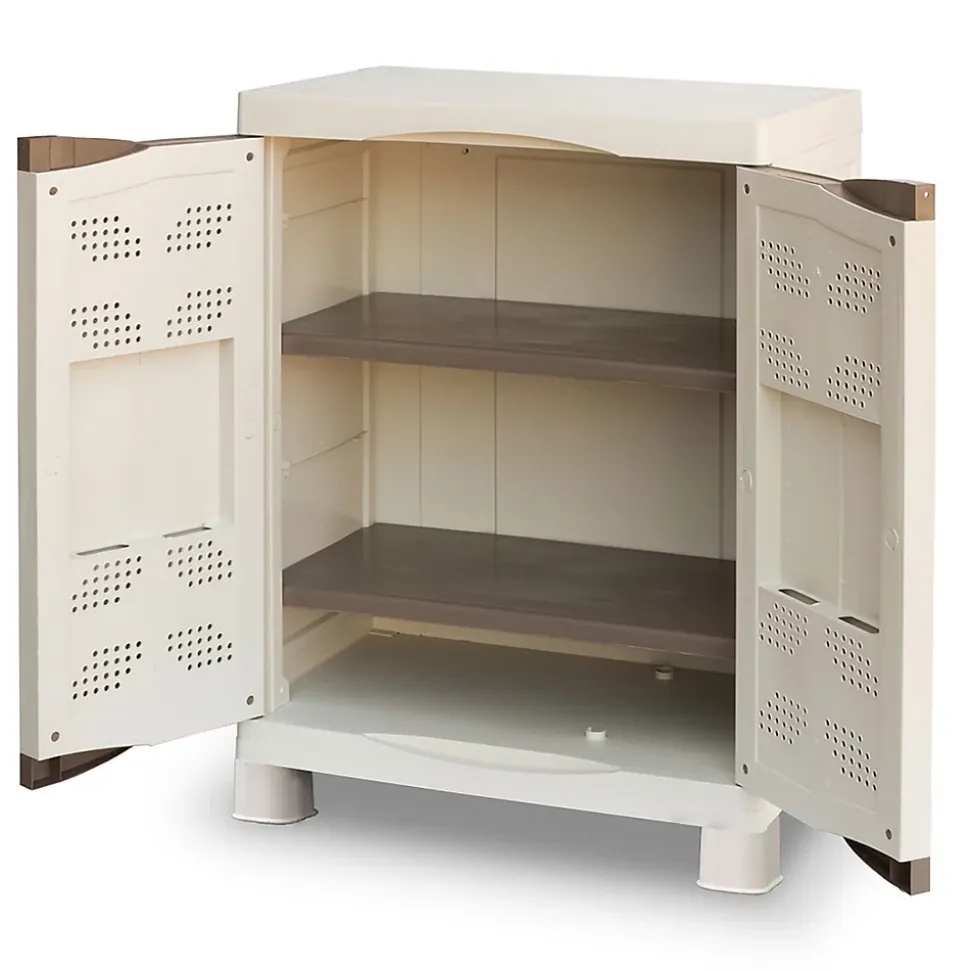 Armoire de rangement 2 portes 2 Etagères 70 x 47 x 97cm 4 pieds Charge 50kg max INTEC