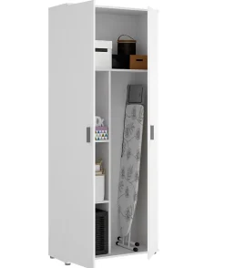Armoire de rangement 2 portes coloris blanc - Longueur 78 x Profondeur 35 x Hauteur 190 cm