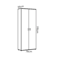 Armoire de rangement 2 portes coloris blanc - Longueur 78 x Profondeur 35 x Hauteur 190 cm