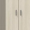 Armoire de rangement 2 portes en mélamine coloris chêne - Dim : H180 x L58.5 x P37 cm