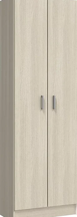 Armoire de rangement 2 portes en mélamine coloris chêne - Dim : H180 x L58.5 x P37 cm
