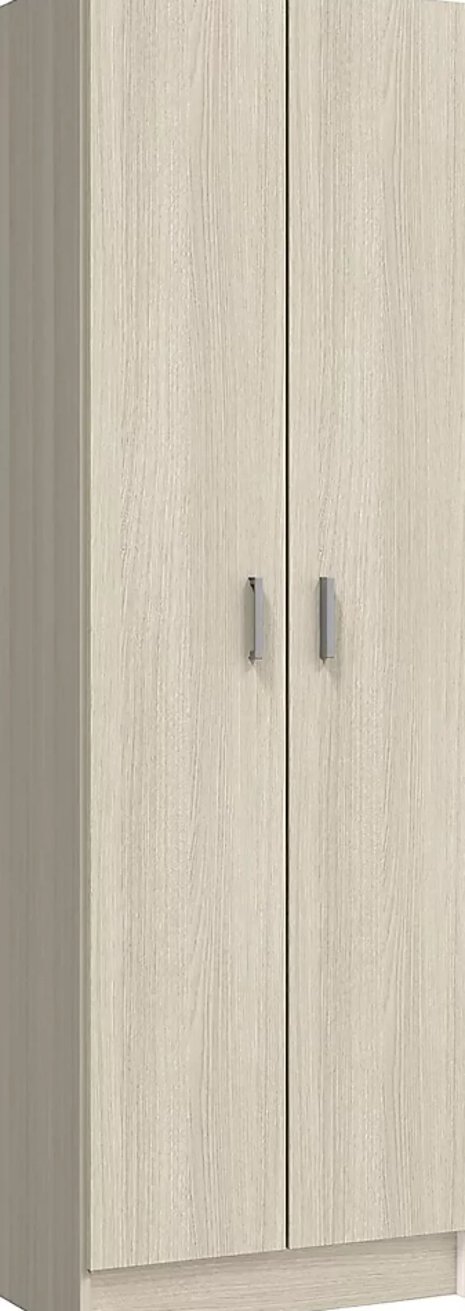 Armoire de rangement 2 portes en mélamine coloris chêne - Dim : H180 x L58.5 x P37 cm