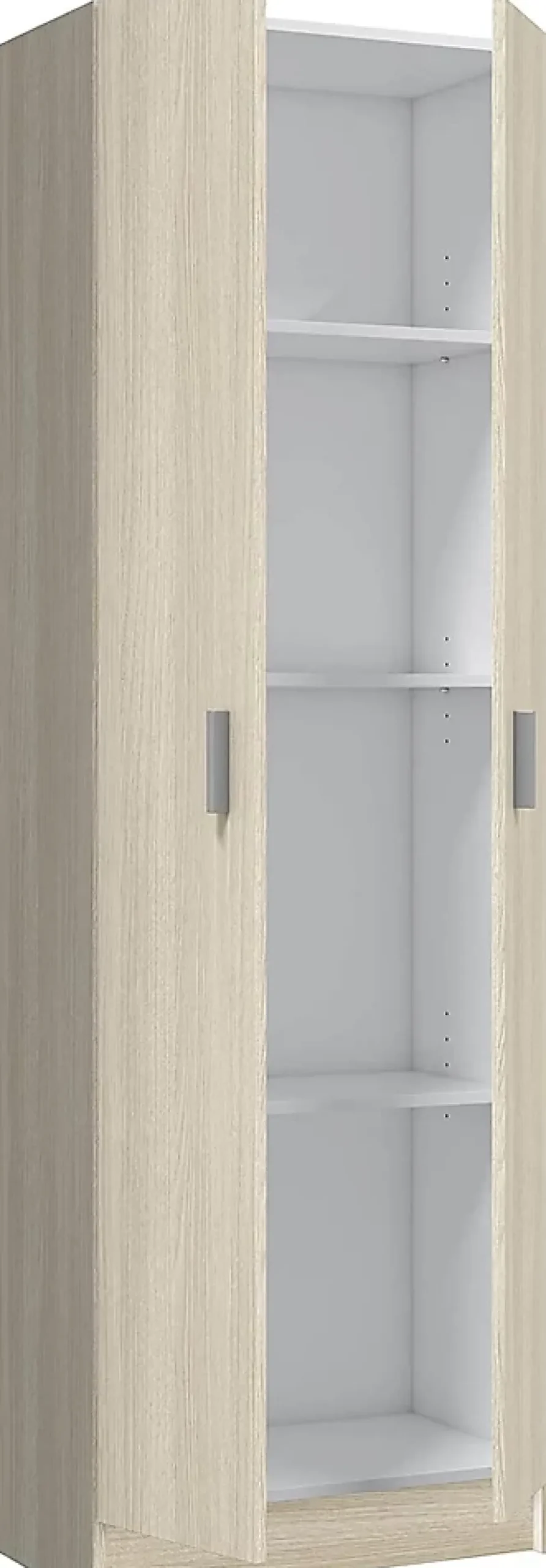 Armoire de rangement 2 portes en mélamine coloris chêne - Dim : H180 x L58.5 x P37 cm
