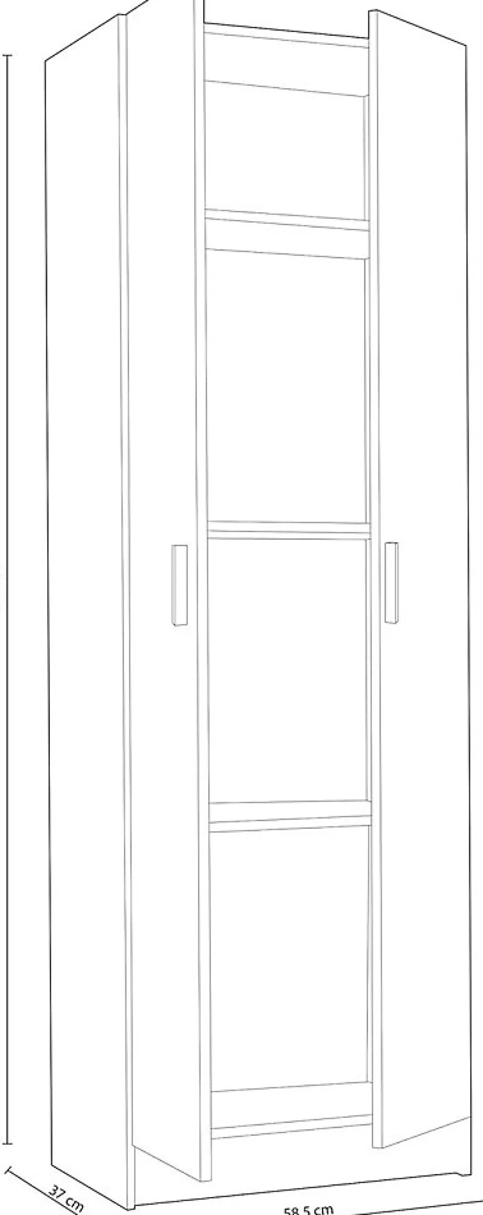 Armoire de rangement 2 portes en mélamine coloris chêne - Dim : H180 x L58.5 x P37 cm