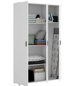 Armoire de rangement 3 portes coloris blanc - Longueur 116 x Profondeur 35 x Hauteur 190 cm