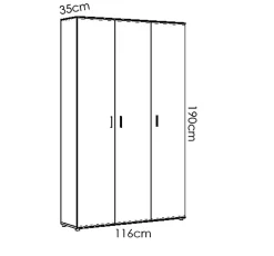 Armoire de rangement 3 portes coloris blanc - Longueur 116 x Profondeur 35 x Hauteur 190 cm