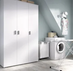 Armoire de rangement 3 portes coloris blanc - Longueur 116 x Profondeur 35 x Hauteur 190 cm