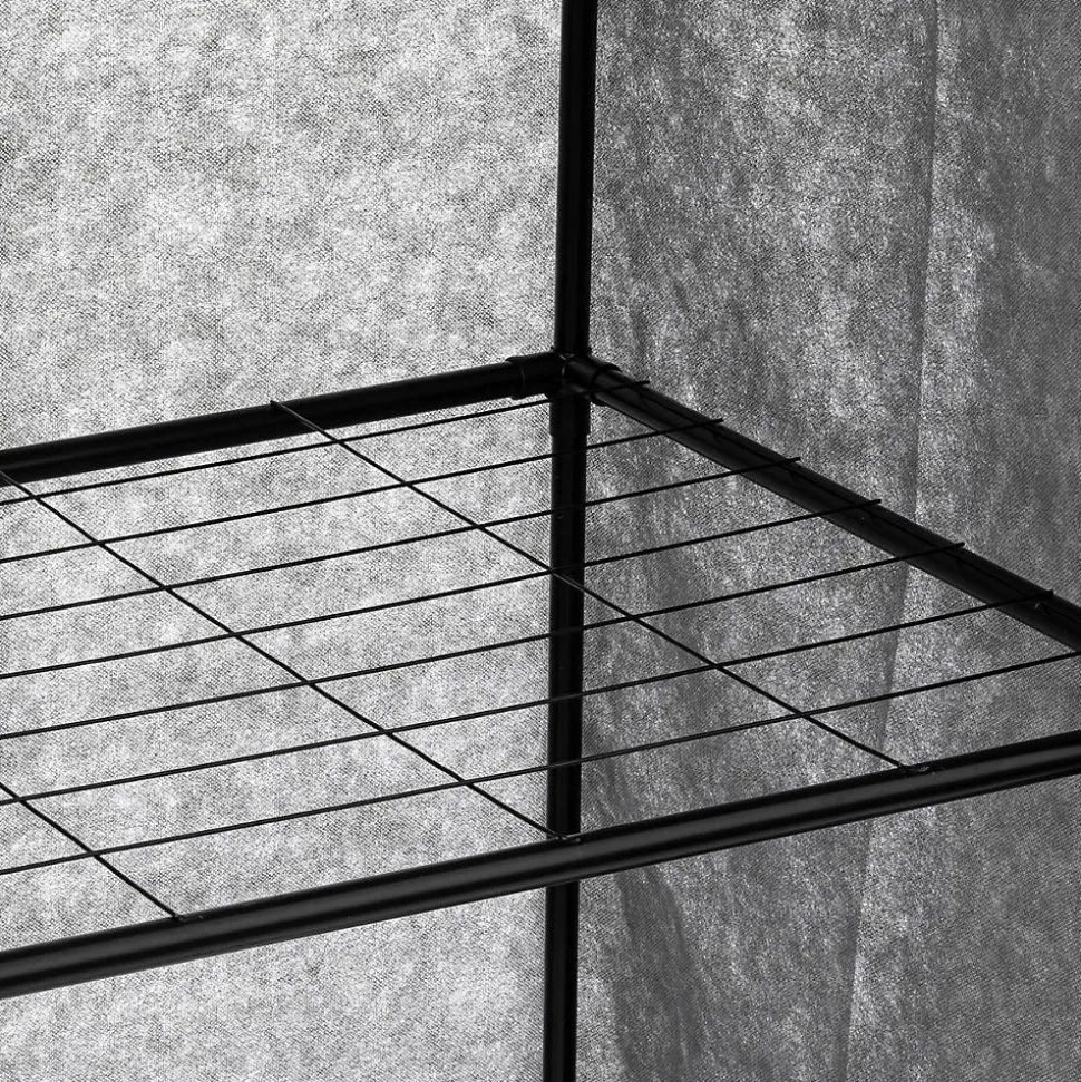Armoire de rangement 4 étagères et 1 penderie gris en tissu