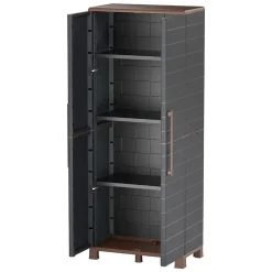 Armoire de rangement Anthracite 2 portes 3 Etagères réglables 68 x 37 x 169cm - Meuble de Garage Atelier Buanderie Artplast