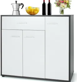 Armoire de Rangement Casier Meuble de Rangement avec 3 Portes et Tiroir pour Salon
