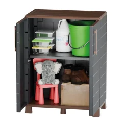 Armoire de rangement Extérieur/Intérieur 2 portes 2 Etagères Anthracite - Meuble de rangement de Garage 68 x 37 x 90 cm