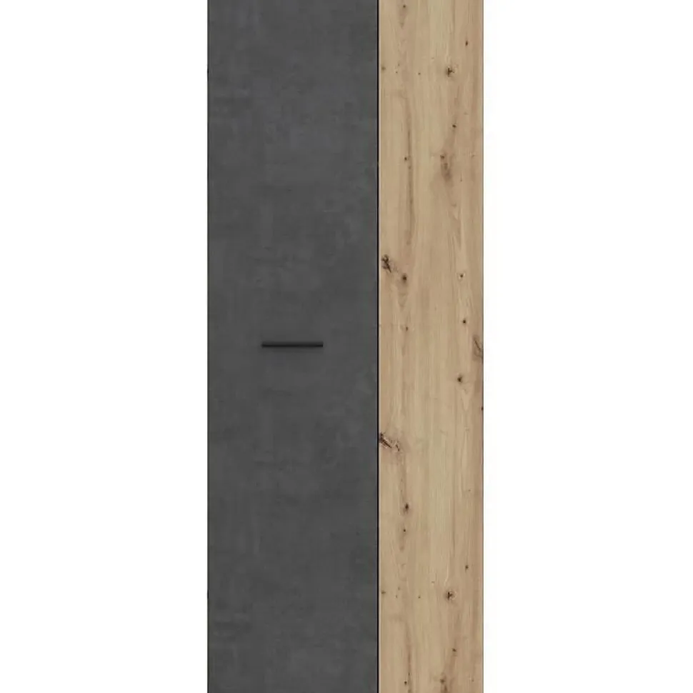 Armoire de rangement FORTE 2 portes Béton gris foncé Chêne 68,7x36,5x181,1 cm