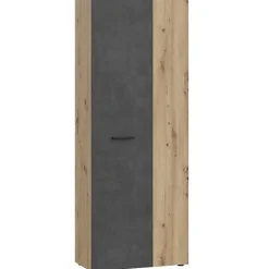 Armoire de rangement FORTE 2 portes Béton gris foncé Chêne 68,7x36,5x181,1 cm