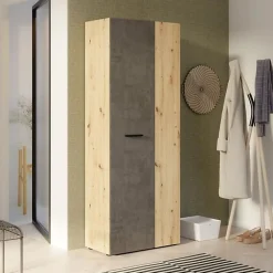 Armoire de rangement FORTE 2 portes Béton gris foncé Chêne 68,7x36,5x181,1 cm