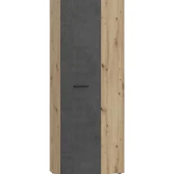 Armoire de rangement FORTE 2 portes Béton gris foncé Chêne 68,7x36,5x181,1 cm