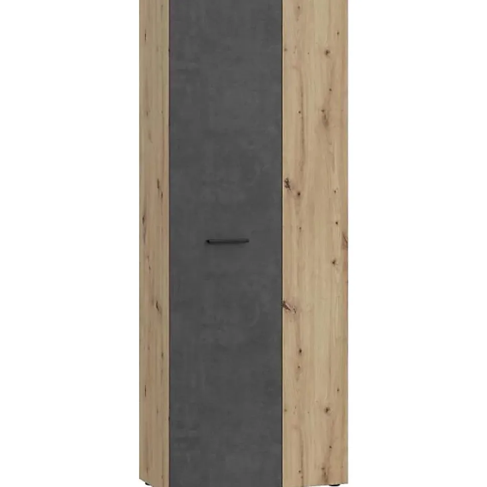 Armoire de rangement FORTE 2 portes Béton gris foncé Chêne 68,7x36,5x181,1 cm