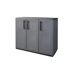 Armoire de Rangement Garage Atelier - Armoire basse 3 portes et 1 étagère Réglable Polypropylène 102x37h84 cm Charge 20 kg