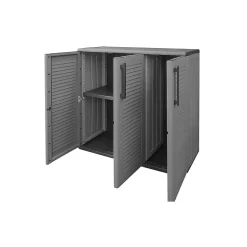 Armoire de Rangement Garage Atelier - Armoire basse 3 portes et 1 étagère Réglable Polypropylène 102x37h84 cm Charge 20 kg