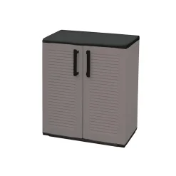 Armoire de Rangement Grise Armoire basse 2 portes Polypropylène 68x37h84 cm ArtPlast