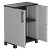Armoire de rangement Gris 68 x 37 x 90cm Meuble de rangement Intérieur Exterieur 2 portes 2 Etagères Charnière acier INTEC