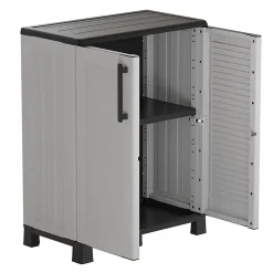 Armoire de rangement Gris 68 x 37 x 90cm Meuble de rangement Intérieur Exterieur 2 portes 2 Etagères Charnière acier INTEC