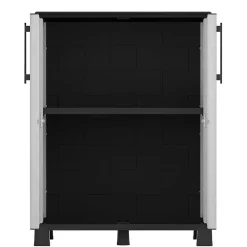 Armoire de rangement Gris 68 x 37 x 90cm Meuble de rangement Intérieur Exterieur 2 portes 2 Etagères Charnière acier INTEC