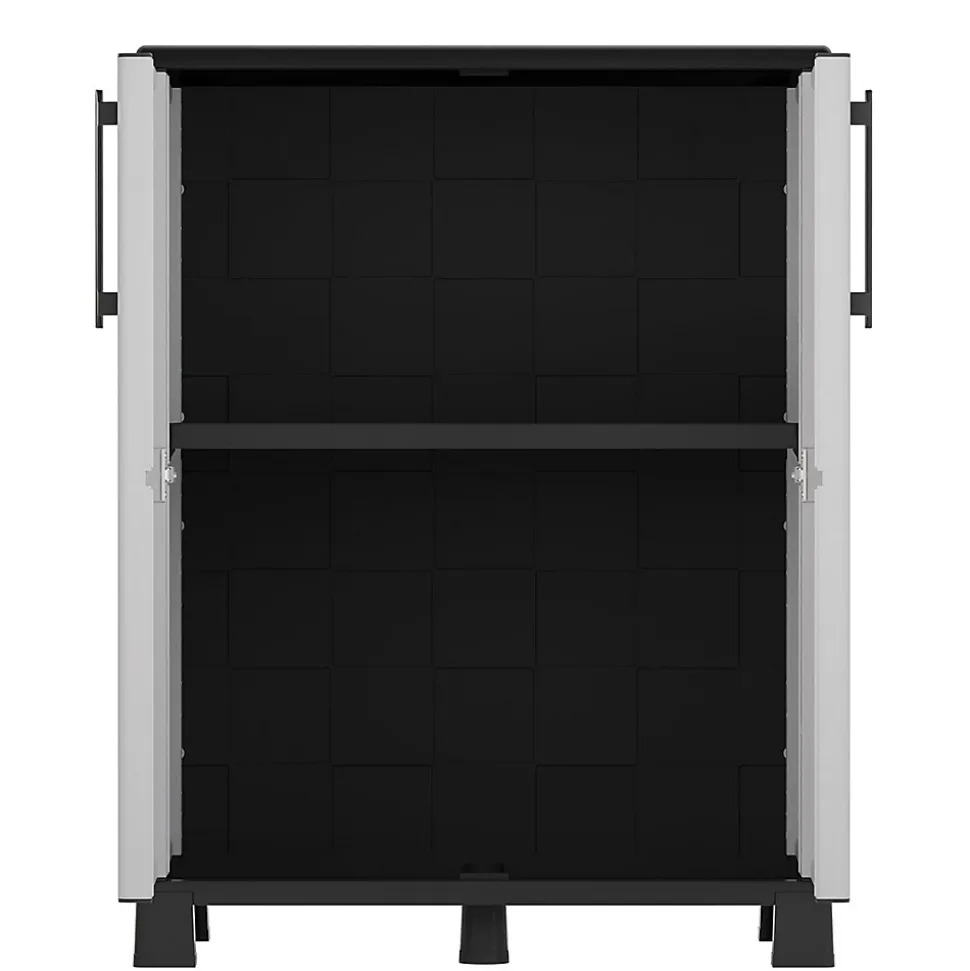 Armoire de rangement Gris 68 x 37 x 90cm Meuble de rangement Intérieur Exterieur 2 portes 2 Etagères Charnière acier INTEC
