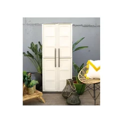 Armoire de rangement haute 2 portes 3 étagères - 70 x 39 x 165 cm - Armoire Intérieur/Exterieur Résistante INTEC