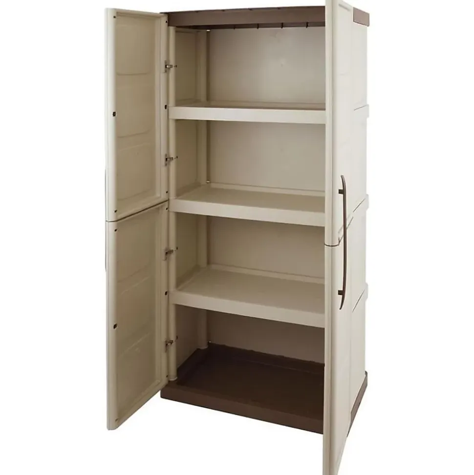 Armoire de rangement haute 2 portes 3 étagères - 70 x 39 x 165 cm - Armoire Intérieur/Exterieur Résistante INTEC