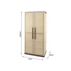Armoire de rangement haute 2 portes 3 étagères - 70 x 39 x 165 cm - Armoire Intérieur/Exterieur Résistante INTEC