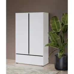 Armoire de rangement HAVANA blanche et noire 2 portes 1 tiroir Design moderne et pratique