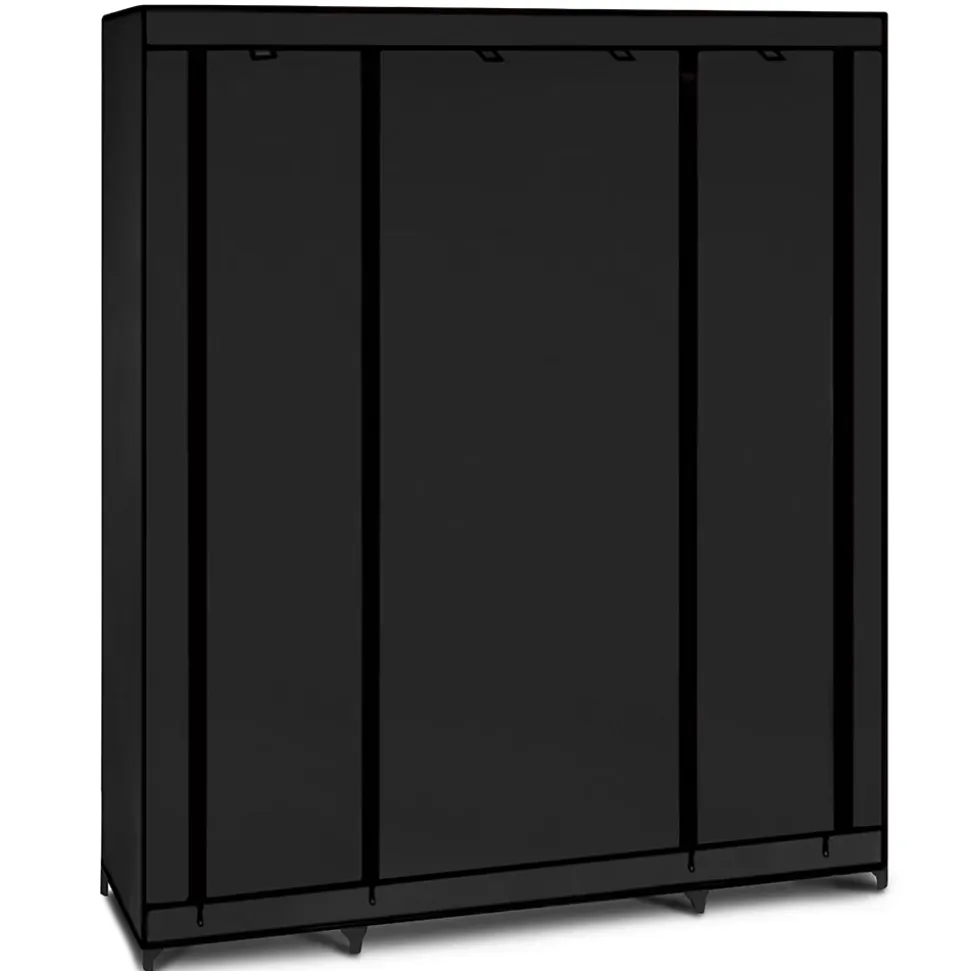 Armoire de rangement penderie pliable vêtements en tissu noir dressing XXL