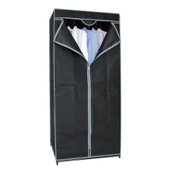 Armoire de rangement penderie dressing en toile coloris noir - Longueur 70 x profondeur 45 x Hauteur 160 cm.