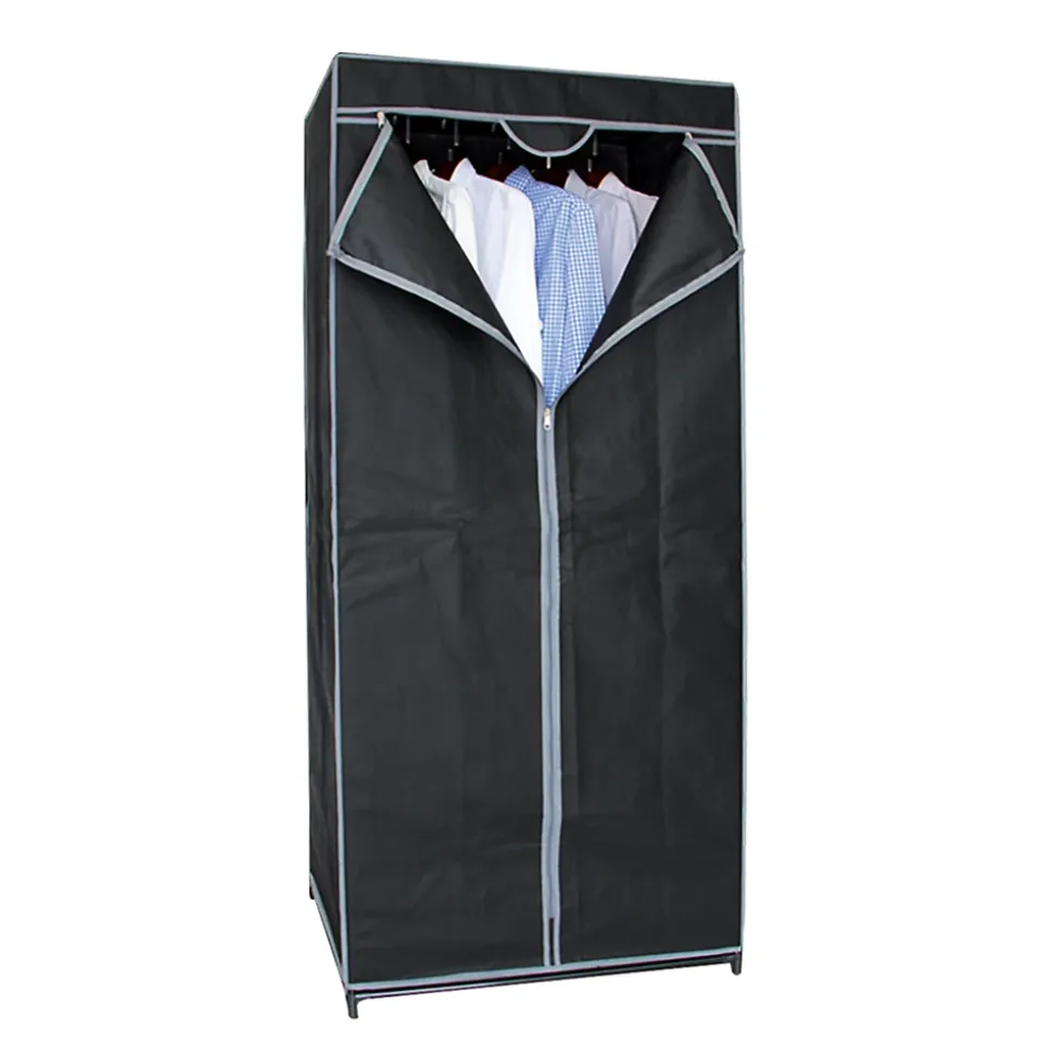 Armoire de rangement penderie dressing en toile coloris noir - Longueur 70 x profondeur 45 x Hauteur 160 cm.