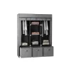 Armoire de Rangement Penderie en Tissu Gris Pliable + 5 Etagères + 3 Tiroirs et 2 Barres de Suspension Chambre Dressing