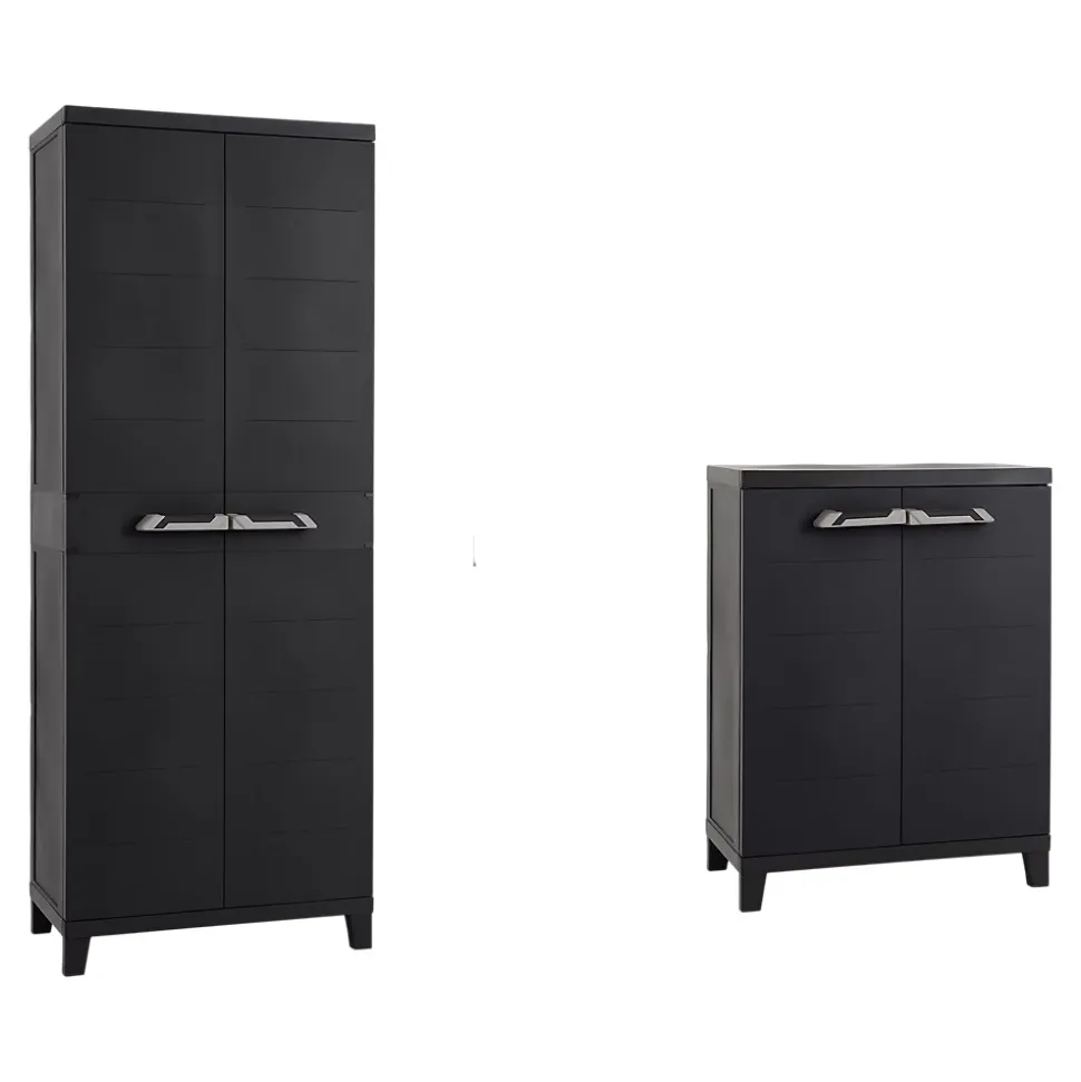 Armoire de rangement vendue par 2 en résine haute et basse H. 172 cm et H. 88 cm