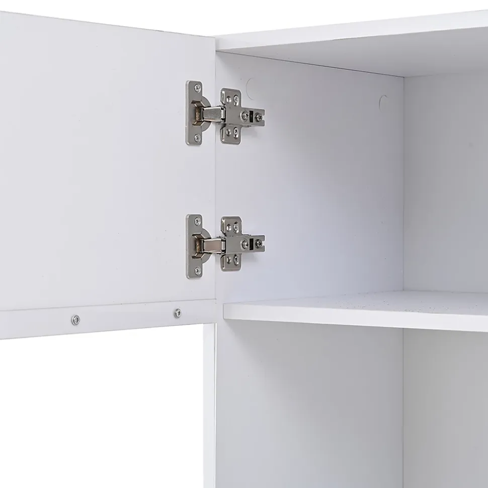 Armoire de rangement 60x40x180cm,blanc,vitrine avec porte acrylique,éclairage LED,3 étagères en verre