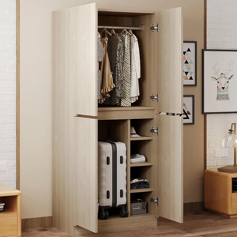 Armoire de rangement,70x40x170cm,bois, double porte avec compartiment
