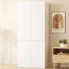 Armoire de rangement,70x40x170cm,blanc,double porte avec grands compartiments