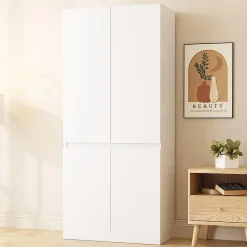 Armoire de rangement,70x40x170cm,blanc,double porte avec grands compartiments