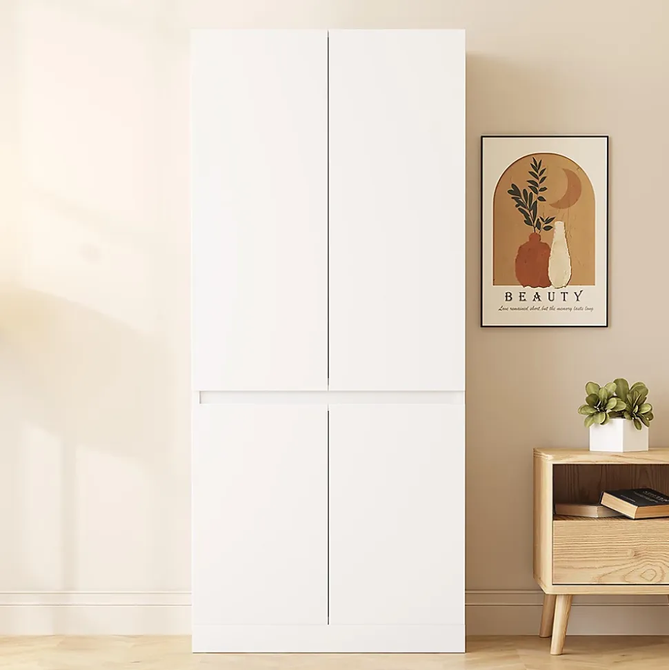 Armoire de rangement,70x40x170cm,blanc,double porte avec grands compartiments