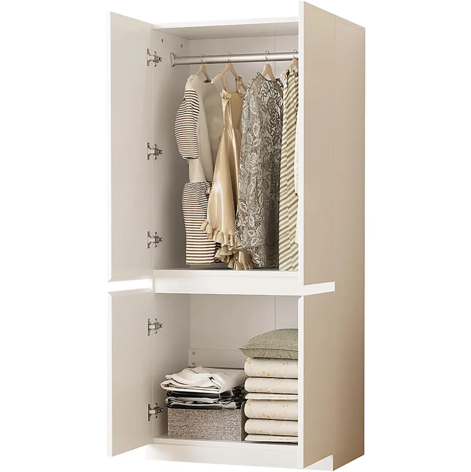 Armoire de rangement,70x40x170cm,blanc,double porte avec grands compartiments