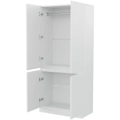 Armoire de rangement,70x40x170cm,blanc,double porte avec grands compartiments