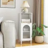 Armoire de Salle de Bain, avec Étagère Réglable, Porte Verre Cannelée,1 Compartiment Ouvert, pour Entrée, 35 x 30 x 90 cm, Blanc