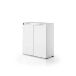 Armoire De Salle De Bains Blanche Multifonctionnelle Avec 2 Portes À Ouverture Par Rainure