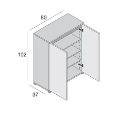 Armoire De Salle De Bains Blanche Multifonctionnelle Avec 2 Portes À Ouverture Par Rainure