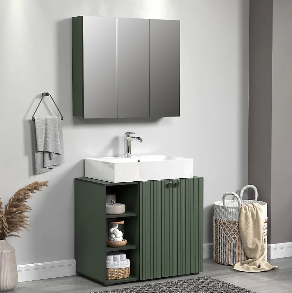Armoire de toilette 3 portes miroir L90 cm - PUREBLISS